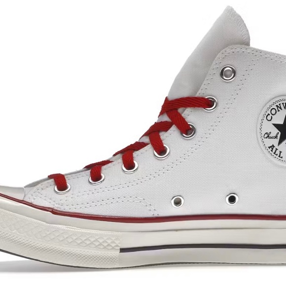 White Converse High Top with Red Crystal Heart - Picture 4 of 4